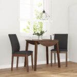 Chaises à manger coussins 2 pcs marron bois massif caoutchouc