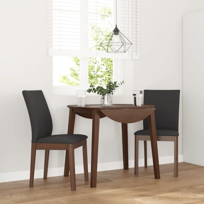 Chaises à manger coussins 2 pcs marron bois massif caoutchouc – Image 1