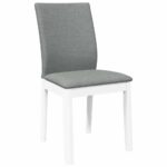Chaises à manger coussins 2 pcs blanc bois massif caoutchouc – Image 2