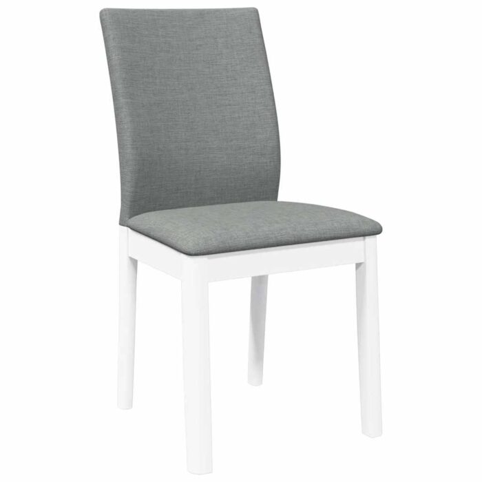 Chaises à manger coussins 2 pcs blanc bois massif caoutchouc – Image 2