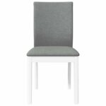 Chaises à manger coussins 2 pcs blanc bois massif caoutchouc – Image 3