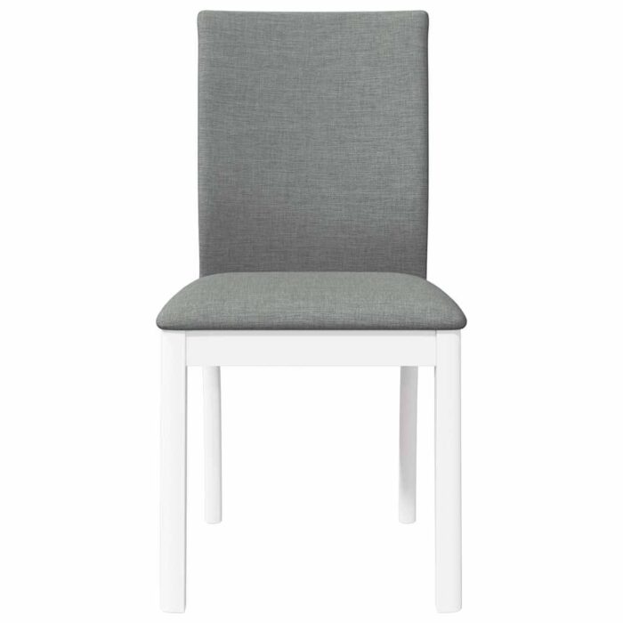 Chaises à manger coussins 2 pcs blanc bois massif caoutchouc – Image 3
