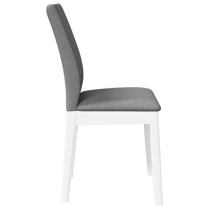 Chaises à manger coussins 2 pcs blanc bois massif caoutchouc – Image 4
