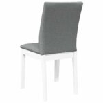 Chaises à manger coussins 2 pcs blanc bois massif caoutchouc – Image 5