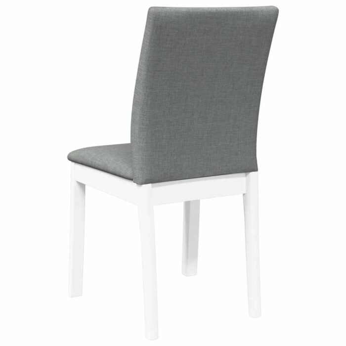 Chaises à manger coussins 2 pcs blanc bois massif caoutchouc – Image 5