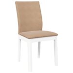 Chaises à manger coussins 2 pcs blanc bois massif caoutchouc – Image 2