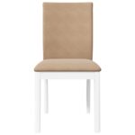 Chaises à manger coussins 2 pcs blanc bois massif caoutchouc – Image 3