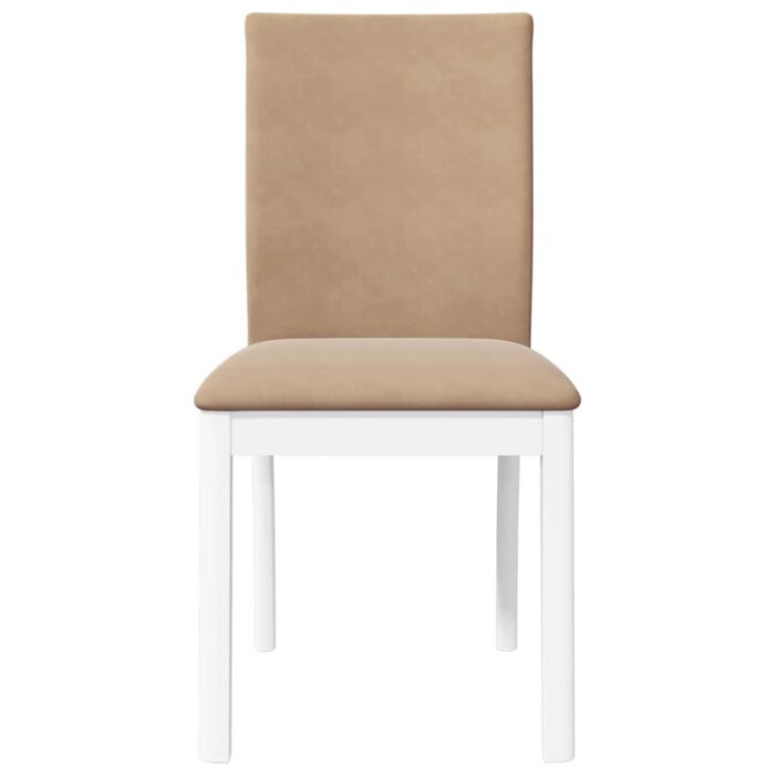 Chaises à manger coussins 2 pcs blanc bois massif caoutchouc – Image 3