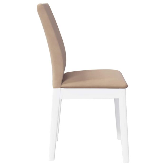 Chaises à manger coussins 2 pcs blanc bois massif caoutchouc – Image 4
