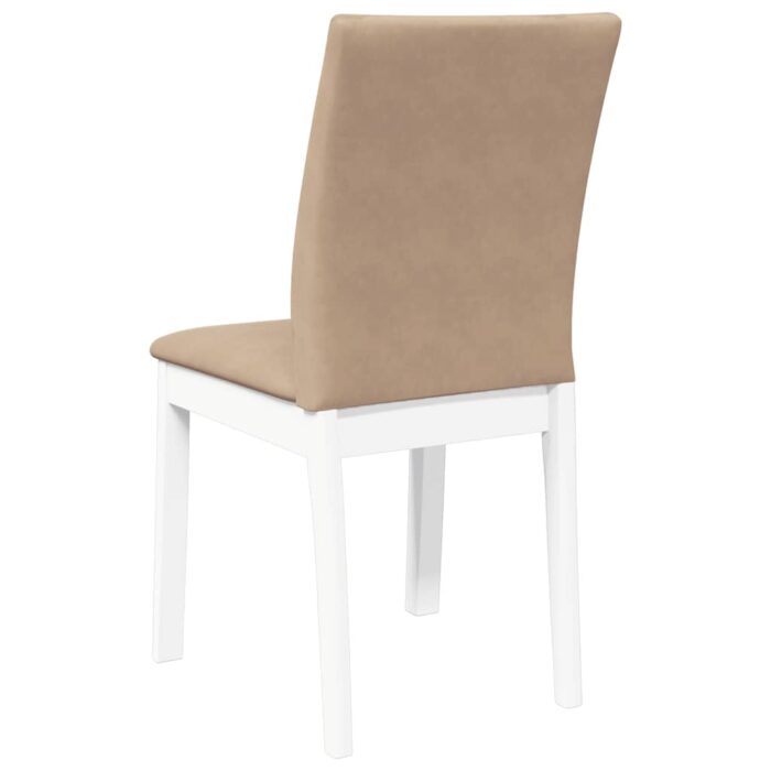 Chaises à manger coussins 2 pcs blanc bois massif caoutchouc – Image 5