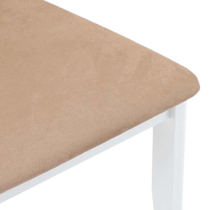 Chaises à manger coussins 2 pcs blanc bois massif caoutchouc – Image 6