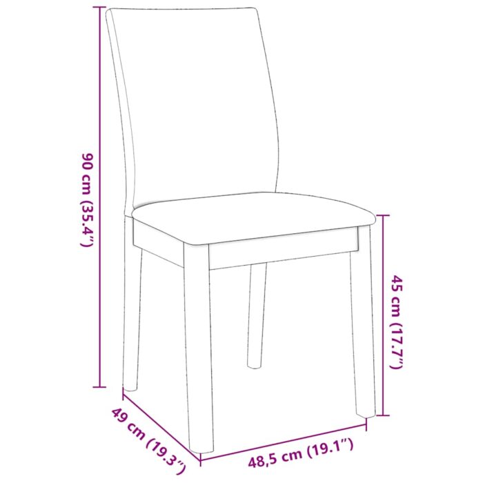 Chaises à manger coussins 2 pcs blanc bois massif caoutchouc – Image 9