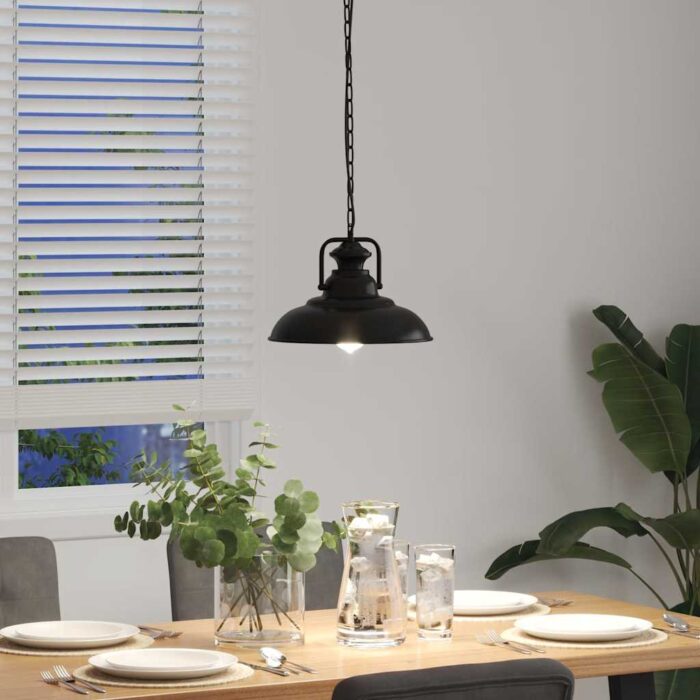 Lampe suspendue E27 noir Ø 31 cm fer – Image 2