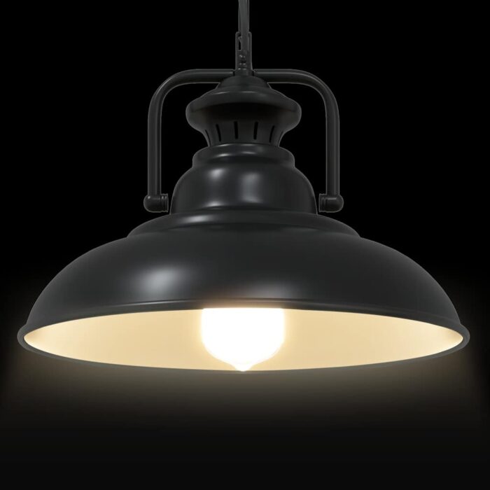 Lampe suspendue E27 noir Ø 31 cm fer – Image 4