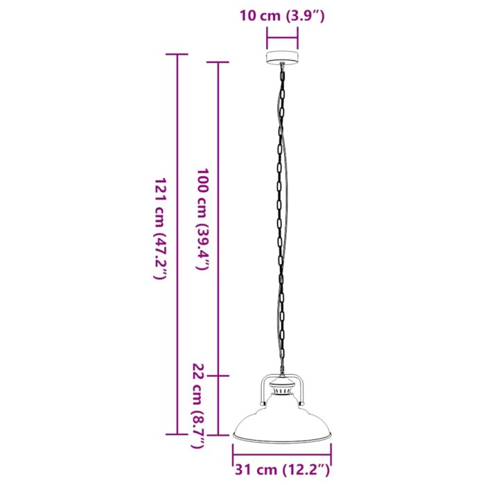 Lampe suspendue E27 noir Ø 31 cm fer – Image 9