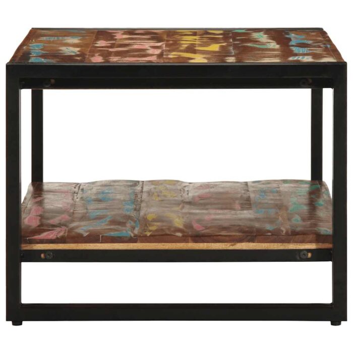 Table basse multicolore 90x50x38 cm bois de récupération massif – Image 4