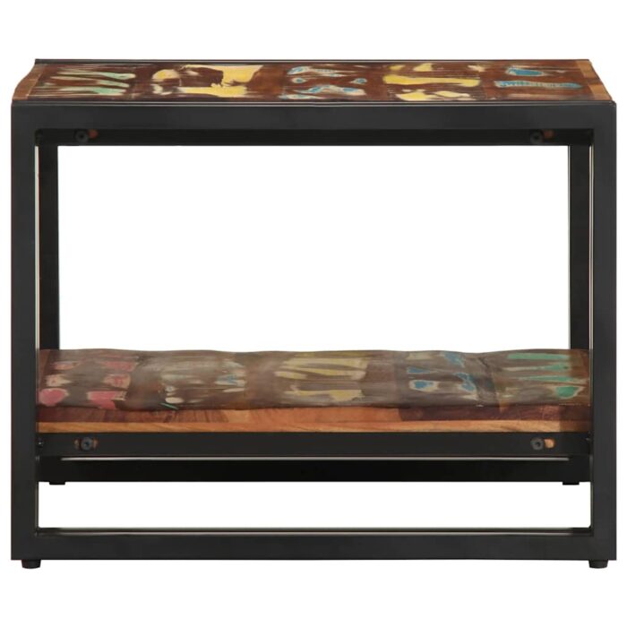 Table basse multicolore 50x50x38 cm bois de récupération massif – Image 4