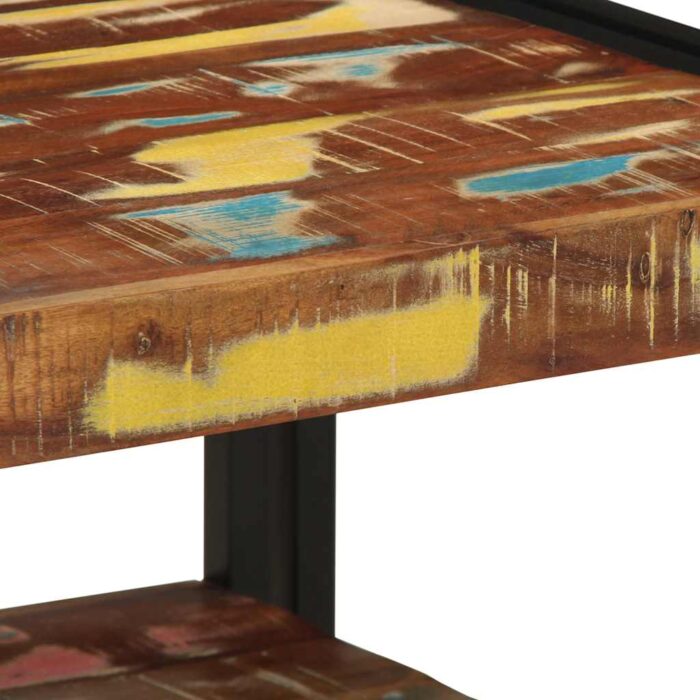 Table basse multicolore 50x50x38 cm bois de récupération massif – Image 6