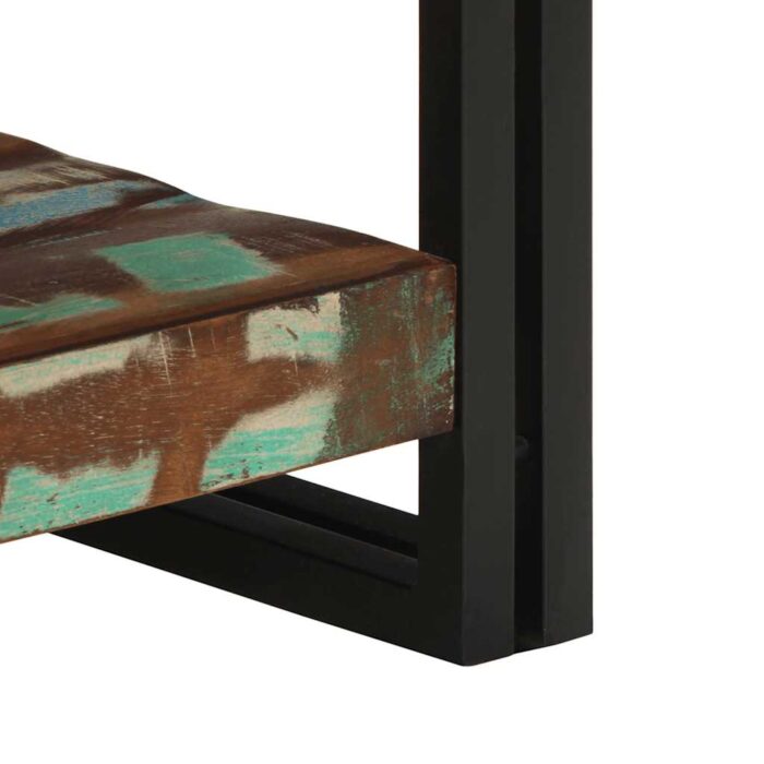 Table basse multicolore 50x50x38 cm bois de récupération massif – Image 7