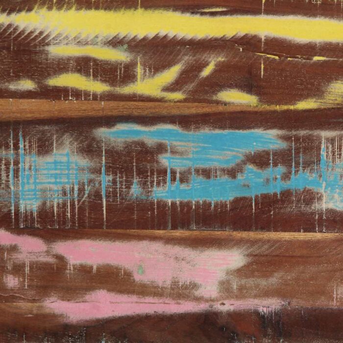 Table basse multicolore 50x50x38 cm bois de récupération massif – Image 9