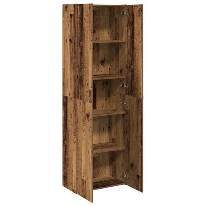 Buffet haut vieux bois 60x32x190 cm bois d'ingénierie – Image 4