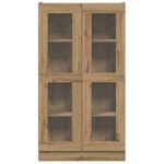 Buffet haut chêne artisanal 82,5x30,5x150 cm bois d'ingénierie – Image 2