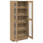 Buffet haut chêne artisanal 82,5x30,5x185 cm bois d'ingénierie – Image 5
