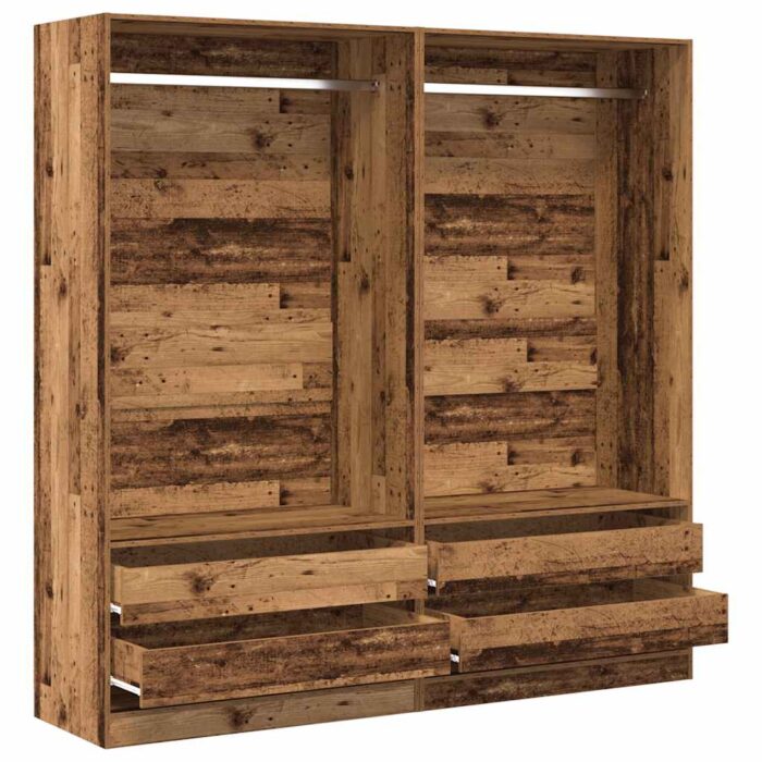 Garde-robe vieux bois 100x50x200 cm bois d'ingénierie – Image 4