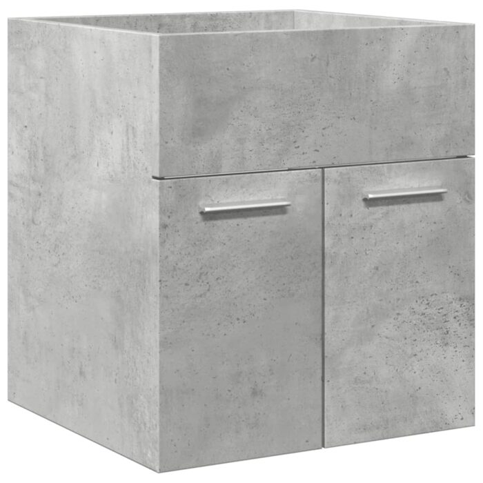 Ensemble de meubles de salle de bain 3 pcs gris béton – Image 6