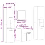 Ensemble de meubles de salle de bain 4 pcs gris béton – Image 8