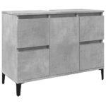Ensemble de meubles de salle de bain 3 pcs gris béton – Image 6