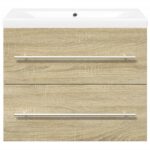 Ensemble de meubles de salle de bain 2 pcs chêne sonoma – Image 2