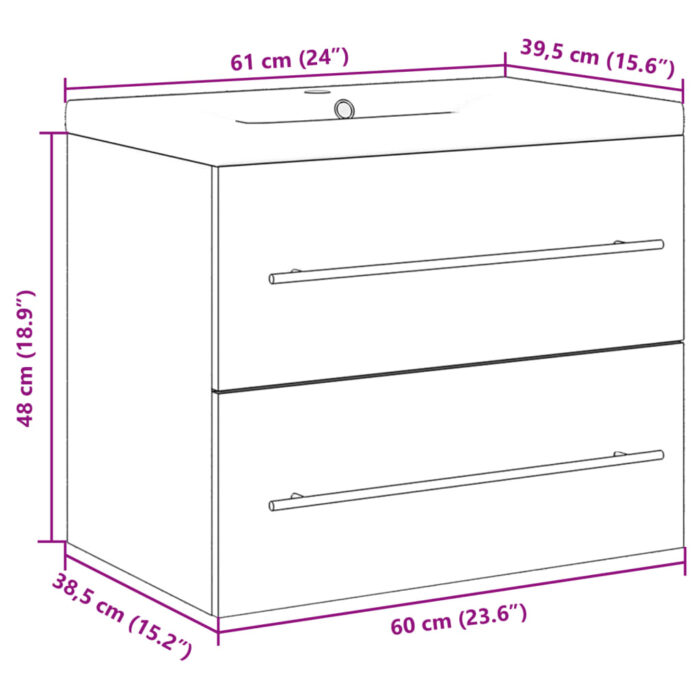 Ensemble de meubles de salle de bain 2 pcs chêne sonoma – Image 9