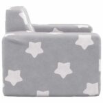 Canapé pour enfants Gris clair avec étoiles Peluche douce – Image 3
