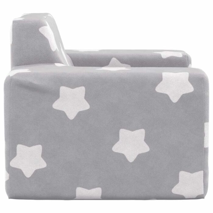 Canapé pour enfants Gris clair avec étoiles Peluche douce – Image 3