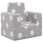 Canapé pour enfants Gris clair avec étoiles Peluche douce