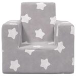 Canapé pour enfants Gris clair avec étoiles Peluche douce – Image 2
