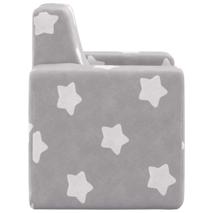 Canapé pour enfants Gris clair avec étoiles Peluche douce – Image 3
