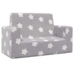 Canapé pour enfants à 2 places Gris clair étoiles Peluche douce