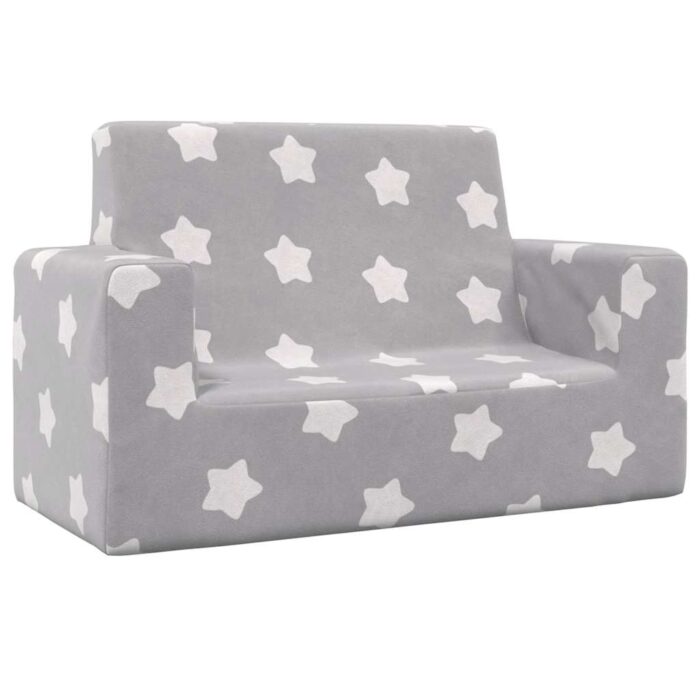 VXL8721158683229_a_en_hd_1.jpg Canapé pour enfants à 2 places Gris clair étoiles Peluche douce – Image 1