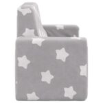 Canapé pour enfants à 2 places Gris clair étoiles Peluche douce – Image 3