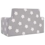 Canapé pour enfants à 2 places Gris clair étoiles Peluche douce – Image 4