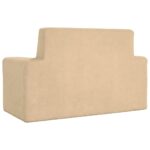 Canapé pour enfants à 2 places Crème Peluche douce – Image 4