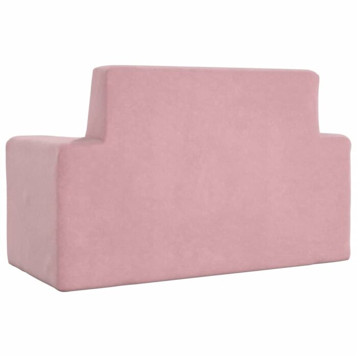 Canapé pour enfants à 2 places Rose Peluche douce – Image 4