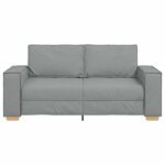 Canapé 2 places Gris clair 140 cm Tissu – Image 2