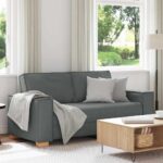 Canapé 2 places Gris foncé 140 cm Tissu