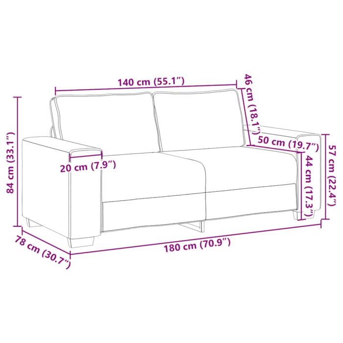 Canapé 2 places Marron 140 cm Tissu – Image 7