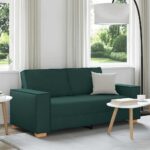 Canapé 2 places Vert foncé 140 cm Tissu