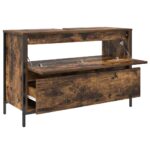 Meuble de salle de bain lavabo tiroirs chêne fumé 90x34,5x60 cm – Image 3