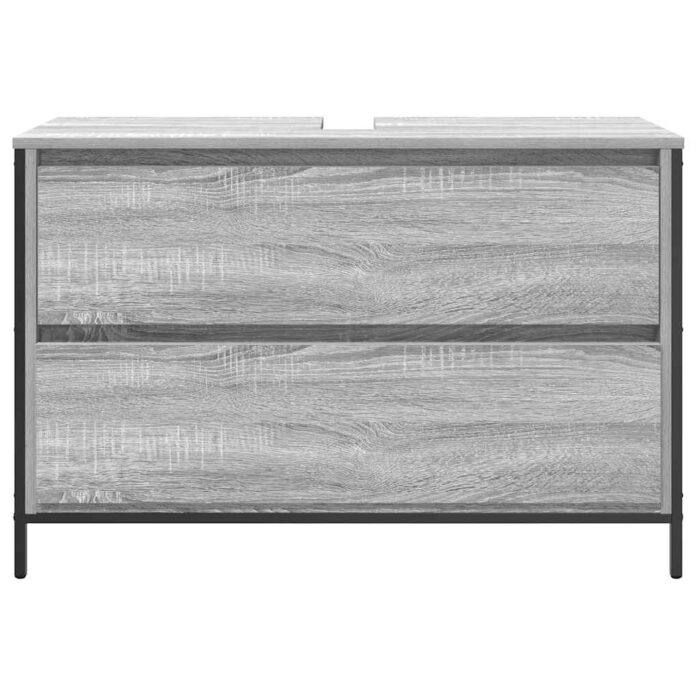 Meuble de salle de bain lavabo tiroirs sonoma gris 90x34,5x60cm – Image 4